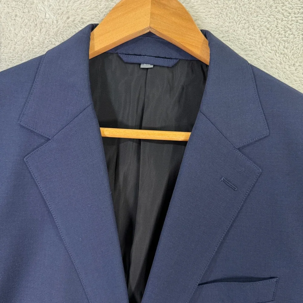 BONOBOS Marzotto Mens 38R Slim Fit Navy Wool 2-Button Suit Jacket Pants 32x30